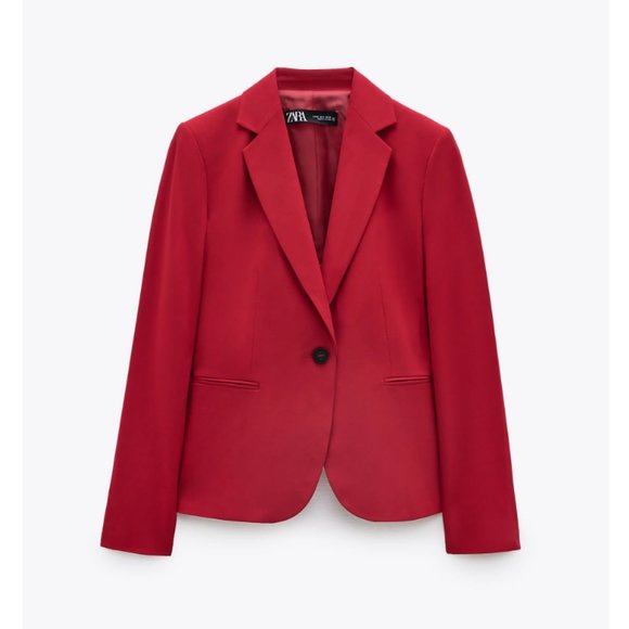 NWT Zara Tailored Single Button Red Blazer Jacket - Picture 3 of 11